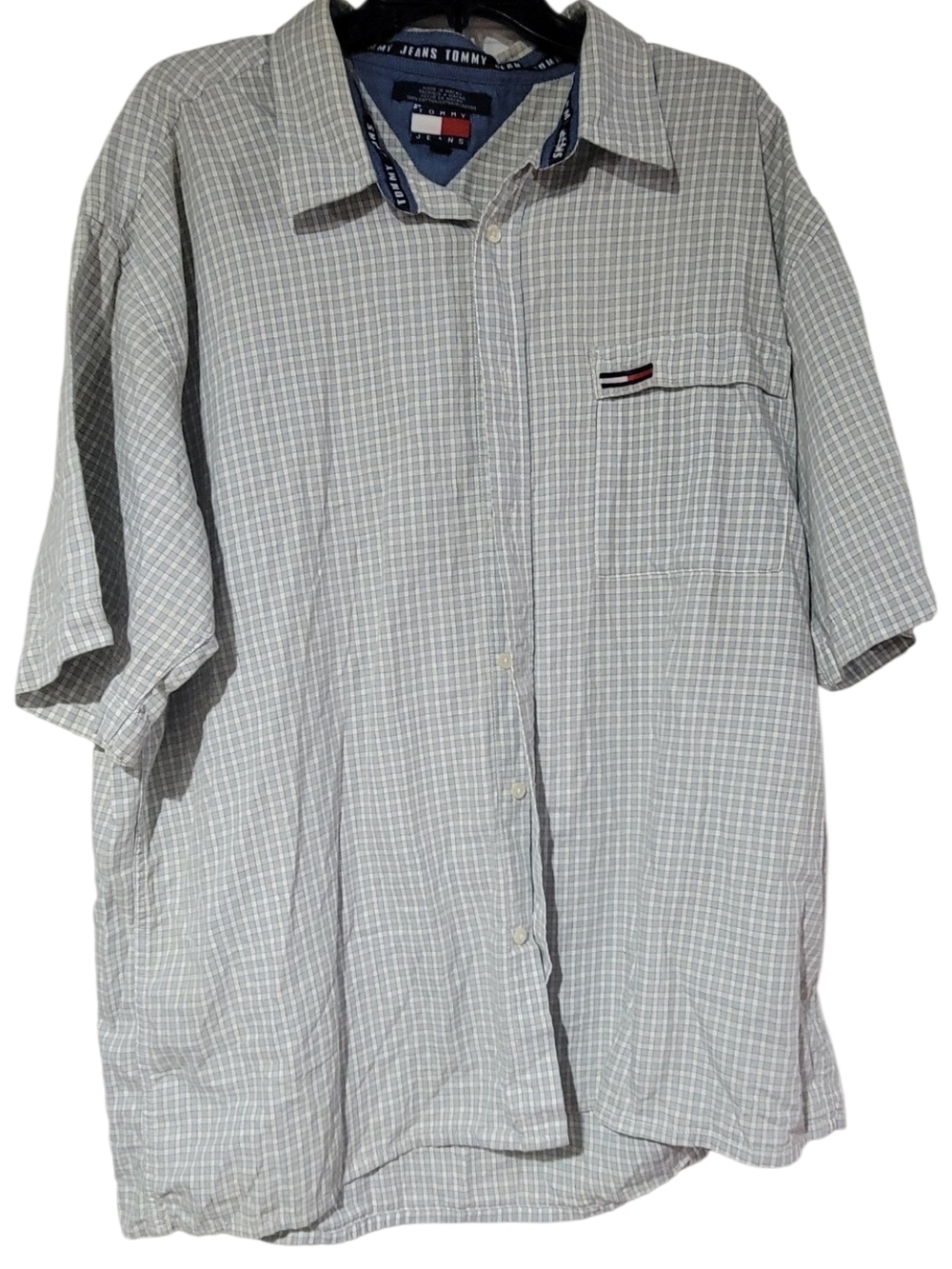 Tommy Hilfiger Men's Light Blue Checked Dress Shirt